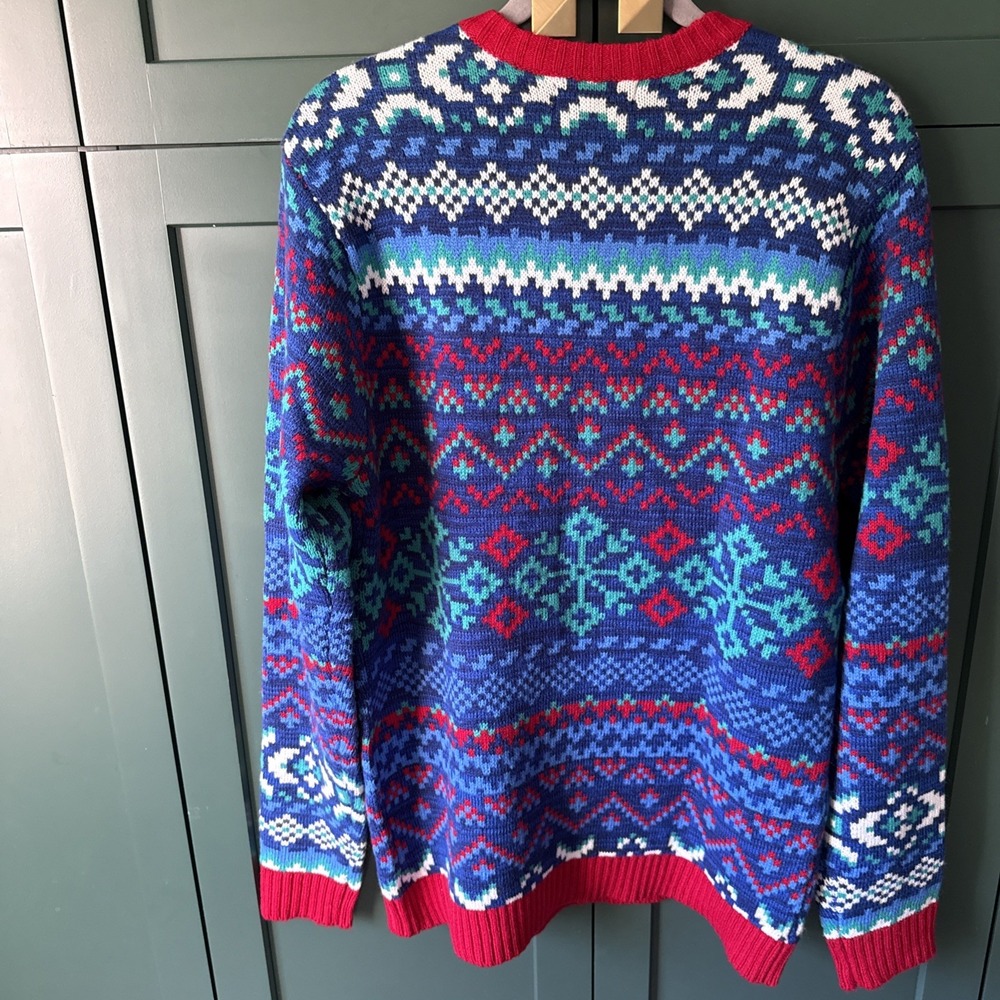Blizzard Bay Sweater Mens M Nordic Fair Isle Shark Santa Ugly Christmas Crewneck - Picture 5 of 5